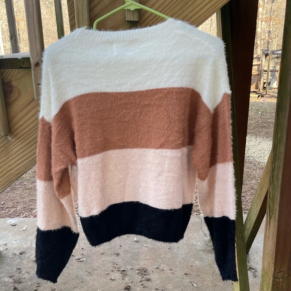 Princess Polly Petronilla Crew Neck Multi Colorblock Fuzzy Sweater - Picture 6 of 7